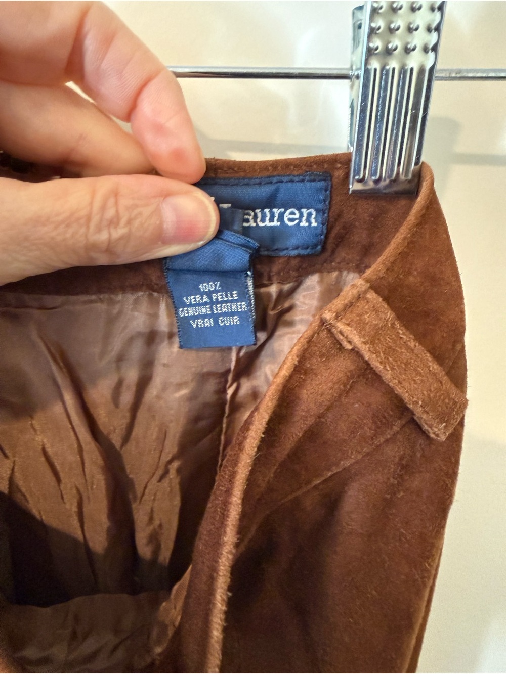 Vintage 80’s Ralph Lauren Classic Brown Suede Midi Skirt - Picture 6 of 7